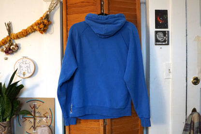 Blue Hoodie The Chicken Always Sees Print (M)