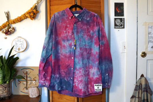 Flannel Hand Dyed Pink and Blue (XL)