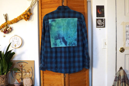 Flannel Hand Dyed Blue Patch (M)