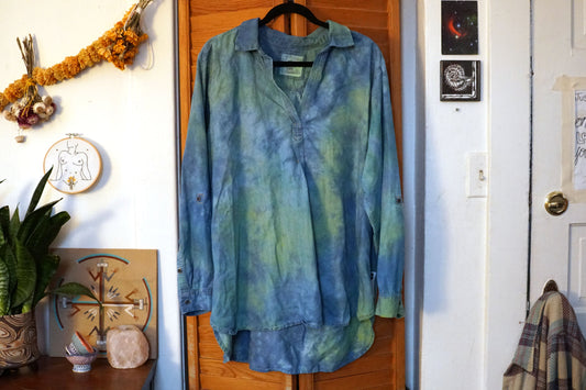 Cotton Hand Dyed Green and Blue (2X)