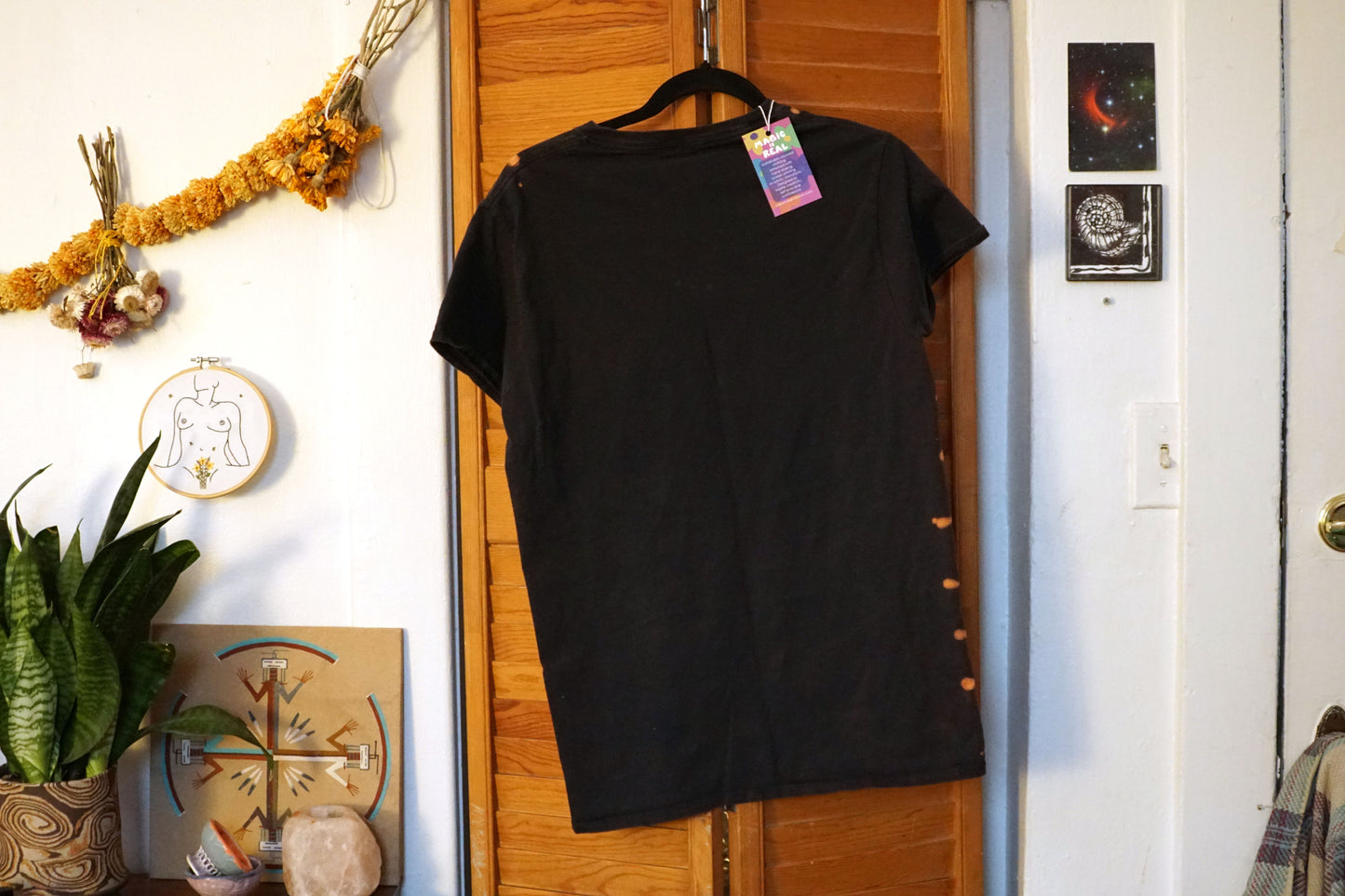 Cotton Hand Dyed Black T-Shirt (M)