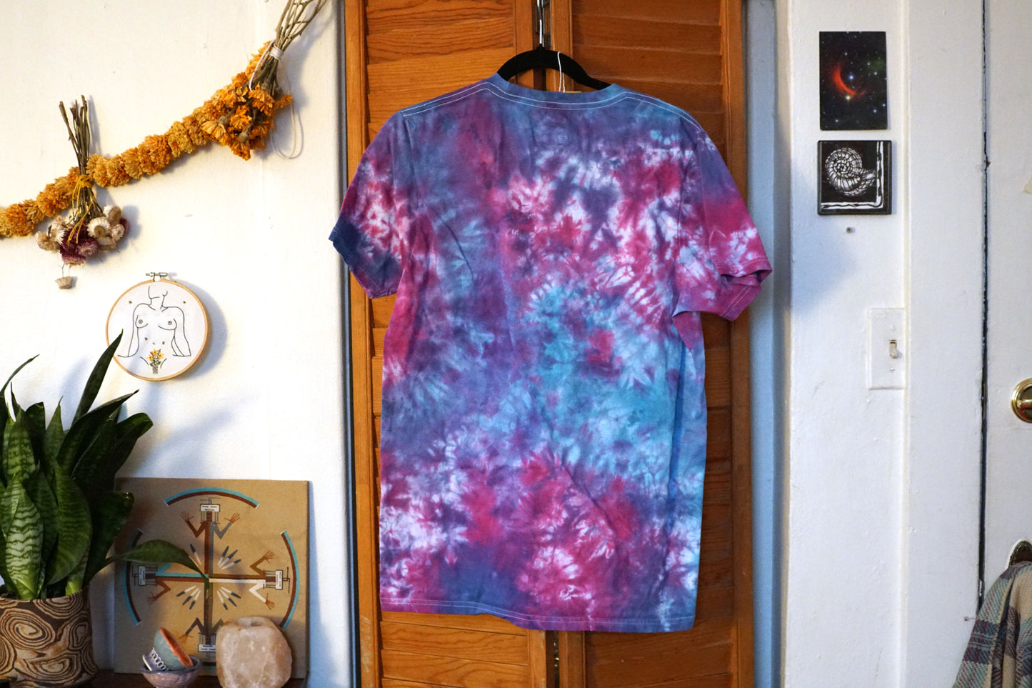 Cotton Hand Dyed Purple and Blue T-Shirt (M)