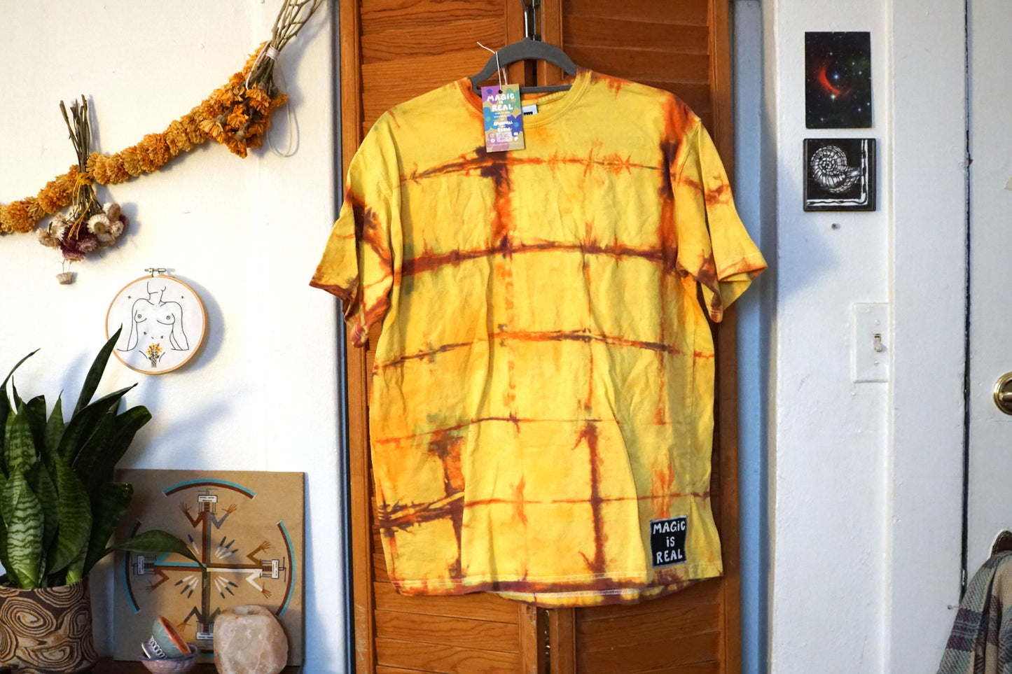 Cotton Hand Dyed Yellow T-Shirt (L)