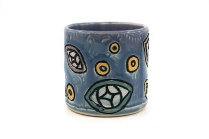 Carved Eyes Blue and Purple Cup