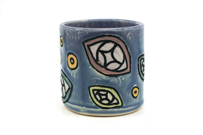 Carved Eyes Blue and Purple Cup