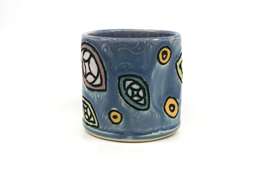 Carved Eyes Blue and Purple Cup