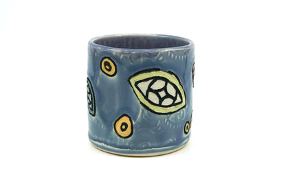 Carved Eyes Blue and Purple Cup