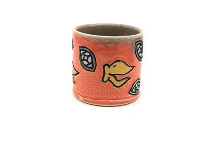 Eyes and Beaks Pink and Green Cup