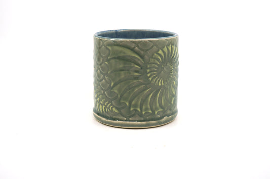 Shell and Fern Green and Blue Cup