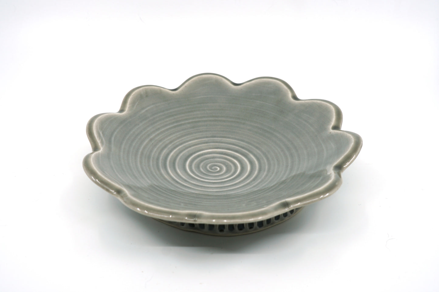 Blue Gray Scalloped Lunch Plate