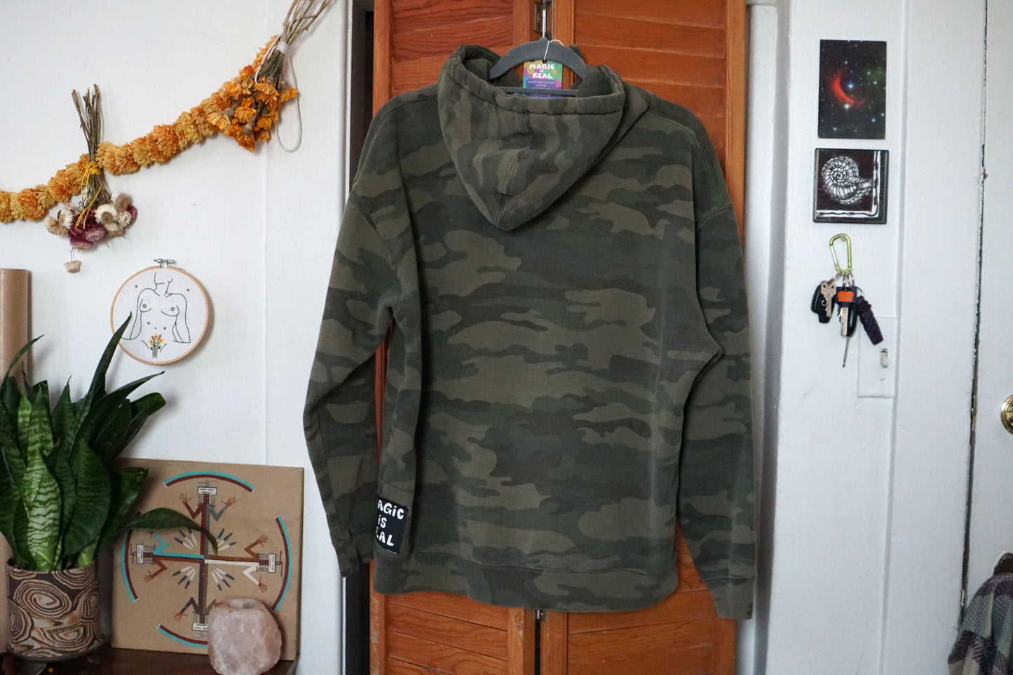 Camo Hoodie with Orange Patch (M)